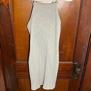 Gray Ribbed Sleeveless Dress